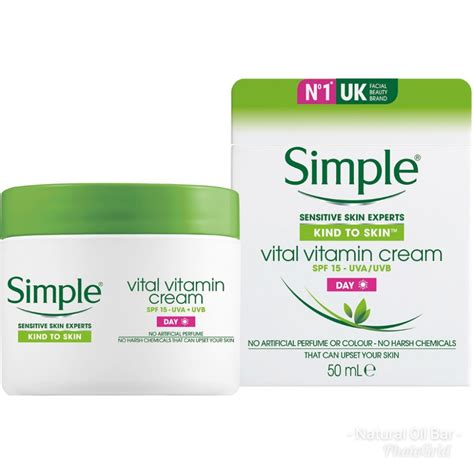Simple Kind To Skin Day Cream Spf 15 Vital Vitamin 50ml Natural Oil Bar