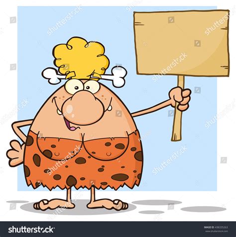 Happy Blonde Cave Woman Cartoon Mascot 스톡 일러스트 438335263 Shutterstock