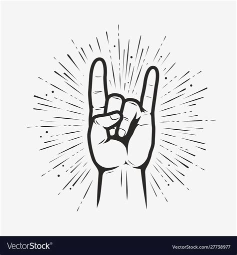 Rock On Gesture Symbol Heavy Metal Hand Gesture Vector Image