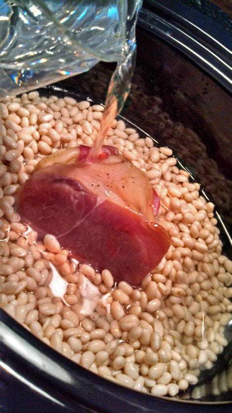 Place the beans and ham hocks in the crock pot with the bay leaves and crushed red pepper flakes. How To Make Ham And Navy Beans In Crock Pot / Navy Bean ...