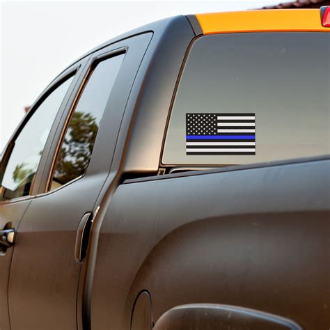 Reflective Thin Blue Line Flag Decal 3x5 In American Usa Flag Decal