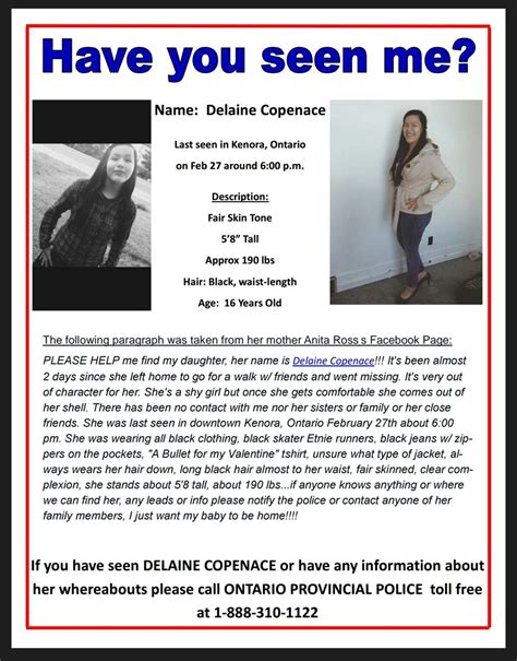 volunteers rally to find kenora missing teen delaine copenace cbc news