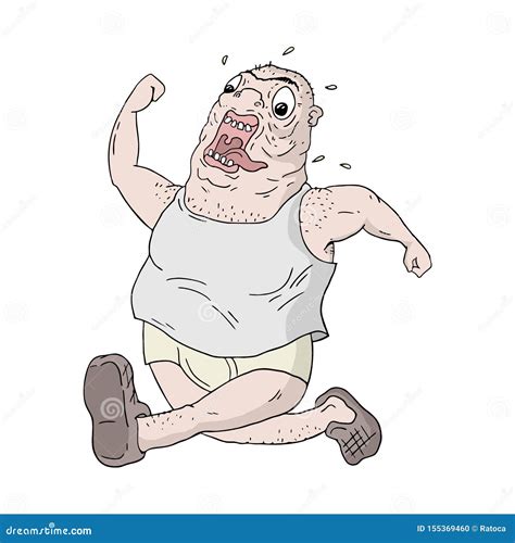 Funny Fat Man Running Stock Vector Illustration Of Paunch 155369460