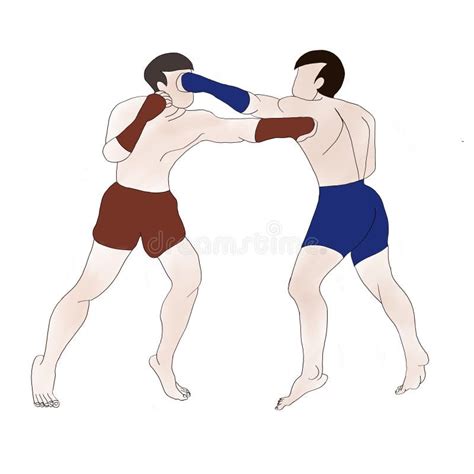 Muay Thai Boxing Pose For Fighting The Opponent Between Red Side And