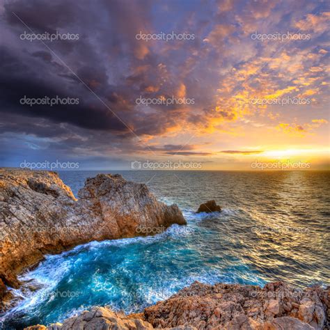 Menorca Punta Nati Sunset In Balearic Islands — Stock Photo © Tono