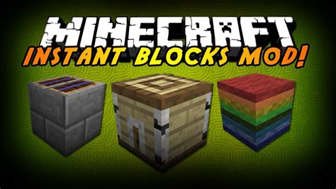 Обзор модов Minecraft 119 Instant Blocks Mod 1710 Не великно и не