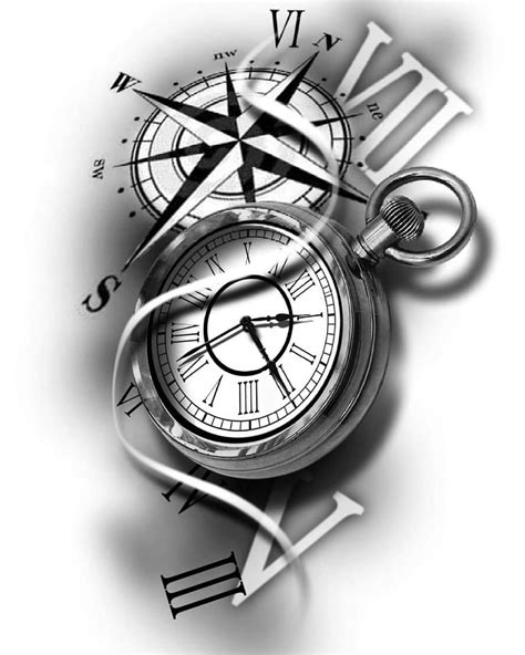 Image Result For Compass Sketch Tattoo Designs Clock Tattoo Sleeve
