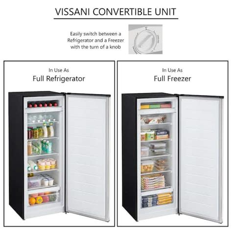 Vissani Convertible Upright Freezer Refrigerator In Stainless Steel