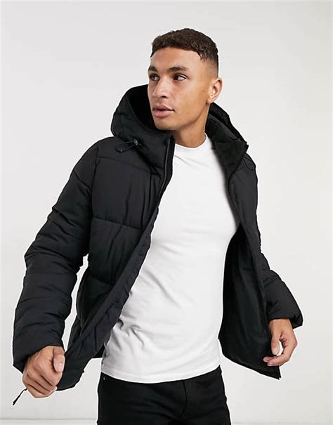 abercrombie and fitch ultra heavy puffer jacket in black asos