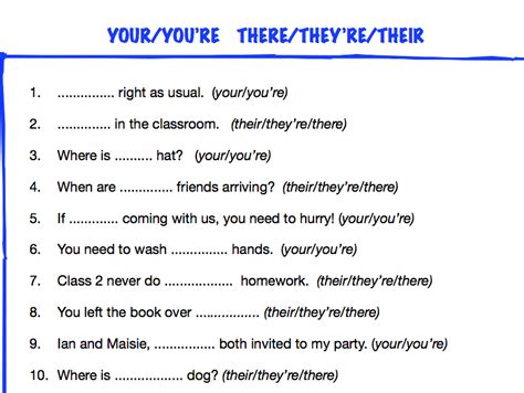 Ks2 Worksheet Youryoure Theirtheretheyre By Realllanguages