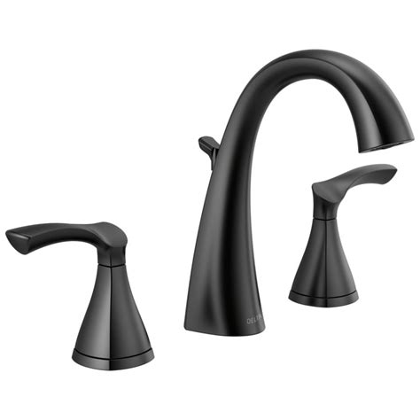 Delta Sandover Matte Black 2 Handle Widespread Watersense Bathroom Sink Faucet With Drain At