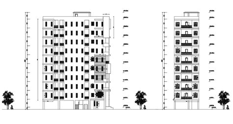 Apartment Building Elevation Design Dwg File Elevation Drawing