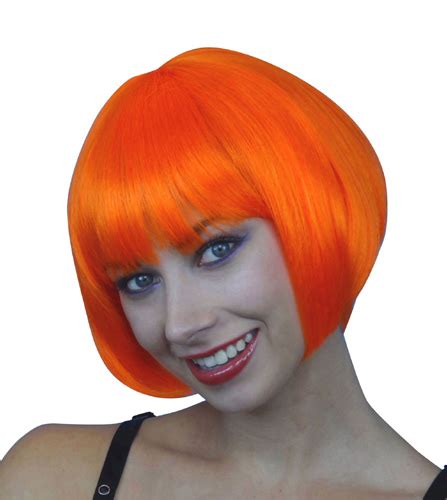 Wig Orange Short Bob Deluxe Made Of Synthetic Smooth Fiber