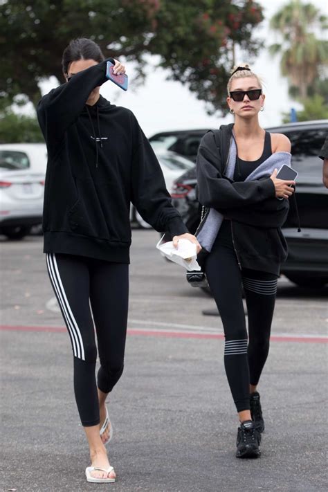 kendall jenner and hailey baldwin head to a hot pilates class in west