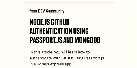 Nodejs Github Authentication Using Passportjs And Mongodb Briefly
