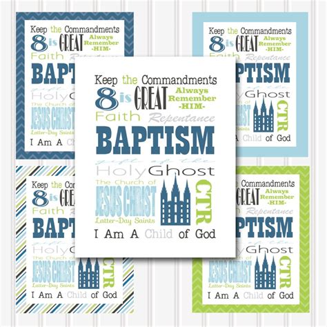 Lds Baptism T Subway Art Printable 8x10 5 Designs Included Etsy