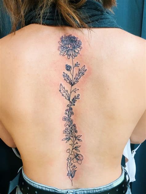 Spine Tattoo Floral Back Tattoos Dainty Tattoos Birth Flower Tattoos