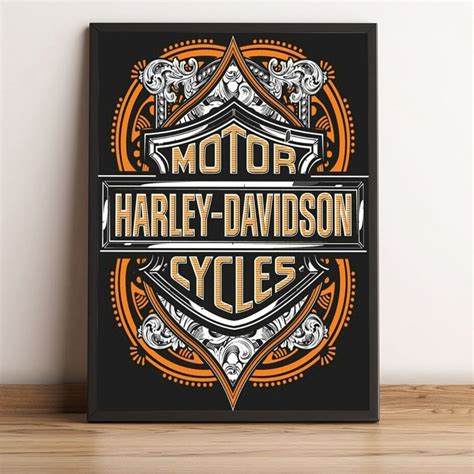 Quadro Decorativo Harley Davidson Brasão De Moto Submarino