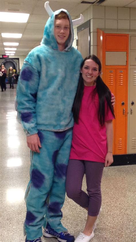 Paint or glue one big eyeball onto the mike costume. Boo and Sully monsters inc costumes | Halloween COUPLES Costumes | Pinterest