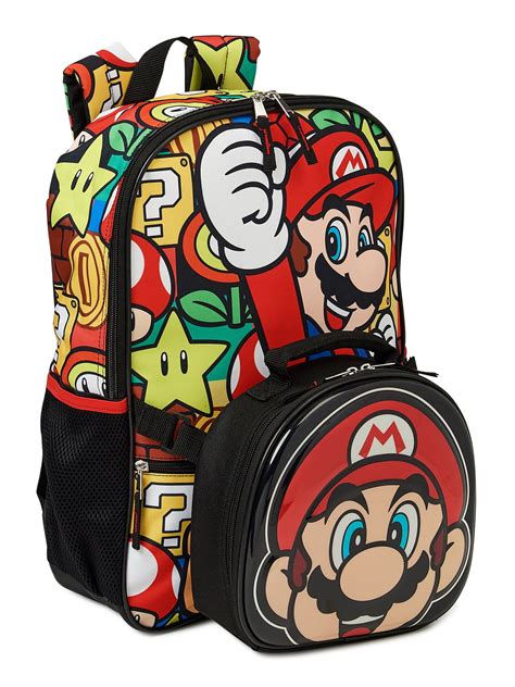 Nintendo Super Mario Boys Ready Set Go 17 Backpack With Lunch Bag 2