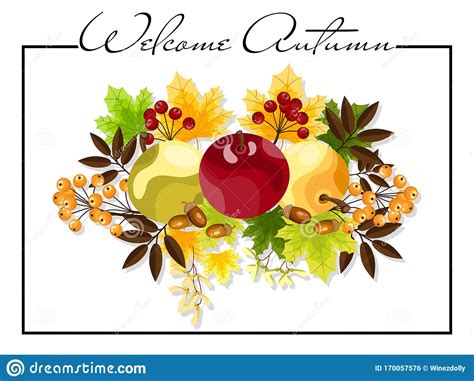 Autumn Background With Hello Autumn Text With Autumn Leaves Flower And