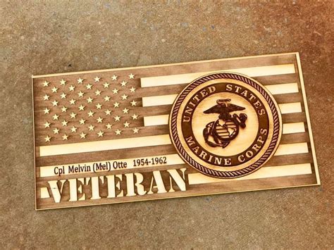 Laser Engraved Veteran Flag Sign Etsy