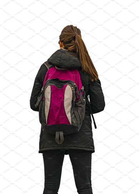 Backpacker Woman Back View Isolated Photo People Images ~ Creative Market