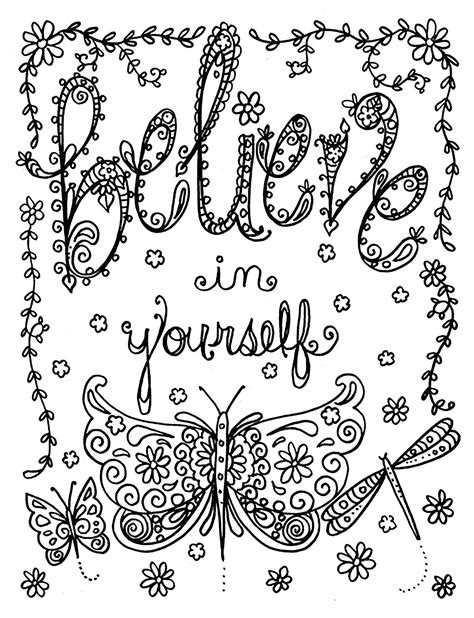 Believe In Yourself By Deborah Muller Anti Stress Adult Coloring Pages