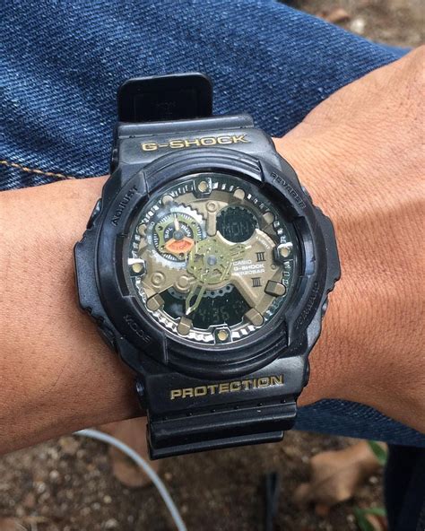 Dark gold resin band with dark gold face. G-Shock GA-300 / 5259 / Casio Ana-Digi Watch