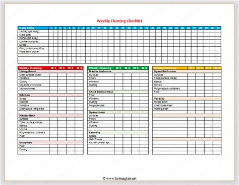 Daily Office Cleaning Checklist Excel Planner Template Free