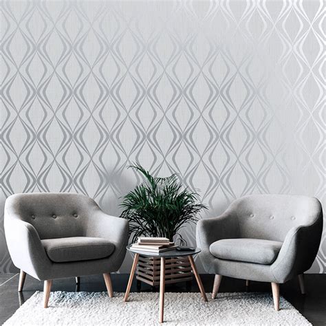 Amelie Geometric Grey Wallpaper Cheap Wallpaper Bandm
