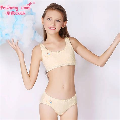 Feichangzimei Teenage Girl Underwear Set Cotton Pink Gray Yellow