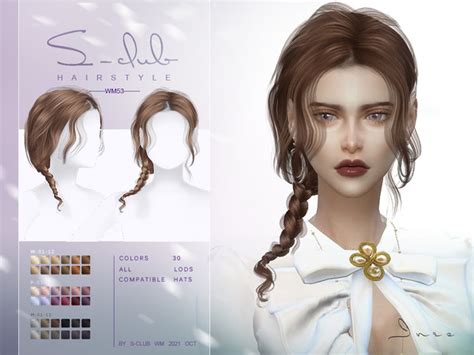 The Sims Resource Braid Mi Long Curly Hairstyle Ines By S Club