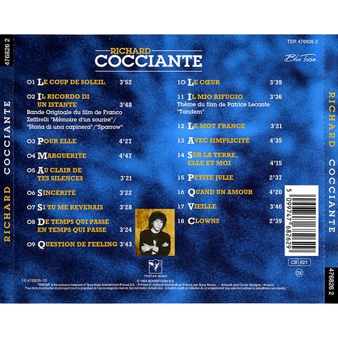 Richard cocciante (nom de naissance riccardo cocciante) est un chanteur italien né à saïgon (viêt nam) le 20 février 1946, d'un père italien et d'une mère française. Richard Cocciante - Riccardo Cocciante mp3 buy, full tracklist