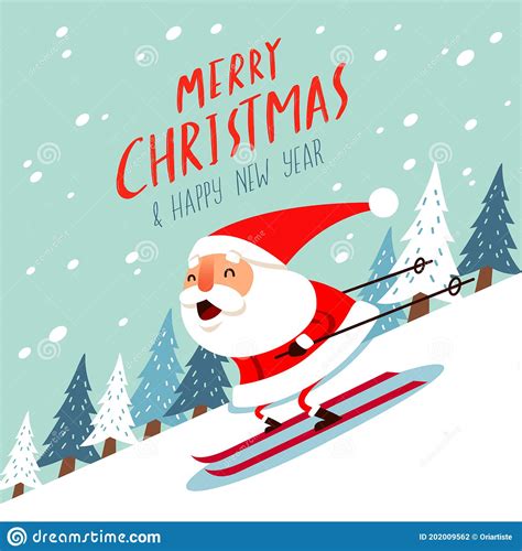 Santa Claus Skiing Stock Vector Illustration Of Cute 202009562
