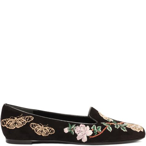 Floral Butterfly Embroidered Slipper Alexander Mcqueen Slippers Shoes