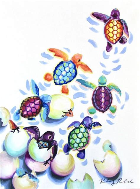 Sea Turtle Hatchlings 18×24 By Kelsey Rowland Original Acrylic