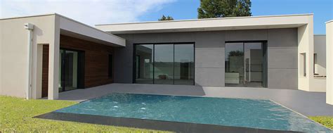 Une maison contemporaine avec des matériaux écologiques. Maison contemporaine d'architecte béton bois composite à Albi