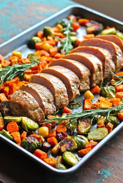 Remove the pork tenderloin and place it on the foil then pour the remaining marinade over top. One Pan Pork Tenderloin with Fall Vegetables - Smile Sandwich