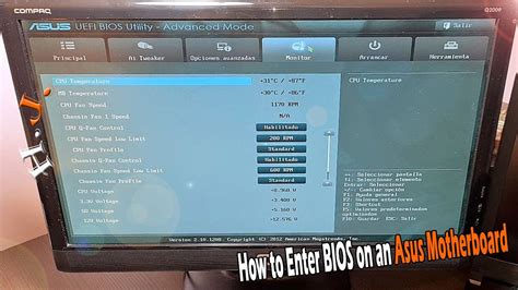 How To Enter Bios On An Asus Motherboard Youtube