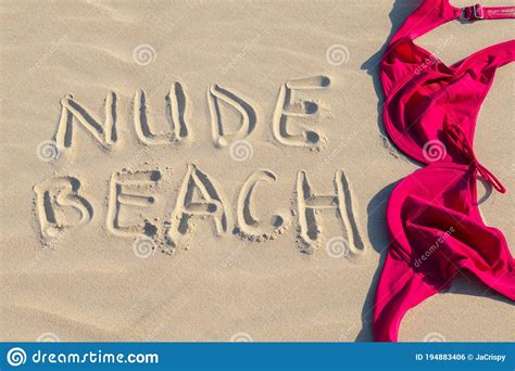 Close Up Of Woman Bra At Nude Beach Concept Of Sunbathing Naked On The Sandy Ocean Beach