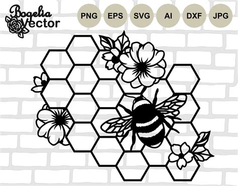 Bee Svg File Cut File Floral Bee Honey Svg Honeycomb Png Etsy Canada