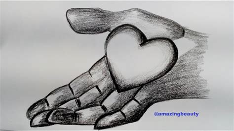 Klik rechts op de vergrote afbeelding om door te bladeren. How to draw Love on Hand step by step tutorial | Pencil ...
