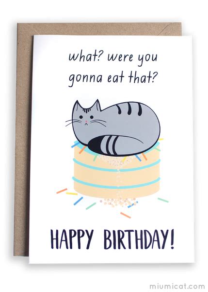 Funny Cat Birthday Card Miümi Cat