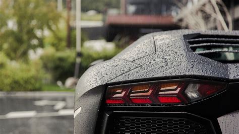 Rain Water Drops Lamborghini Car Lamborghini Aventador F22