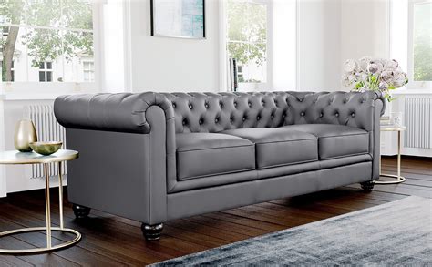 Hampton Grey Leather 3 Seater Chesterfield Sofa Furniture Choice Sofa Furniture Furniture