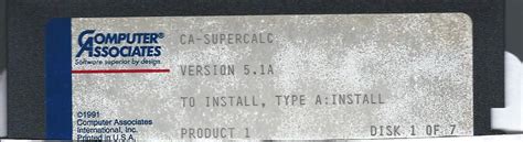 Computer Associates Supercalc V51a 8 Disks Computer Associates