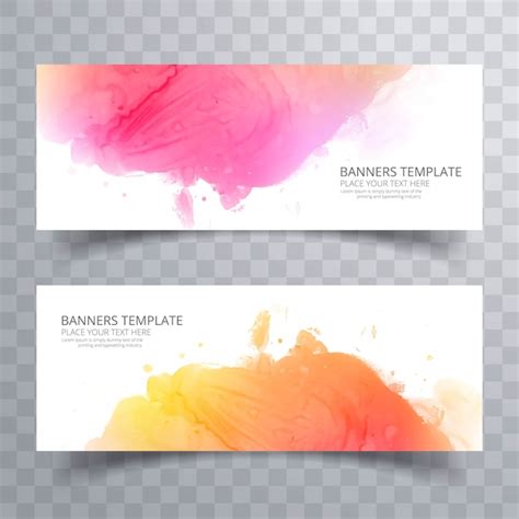 Free Vector Abstract Colorful Watercolor Header Set Design