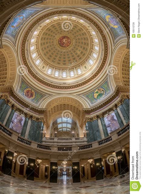 Wisconsin State Capitol Rotunda And Inner Dome Editorial Stock Photo