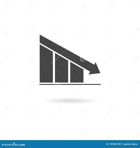 Declining Graph Icon With Shadow Stock Vector Illustration Of Flat